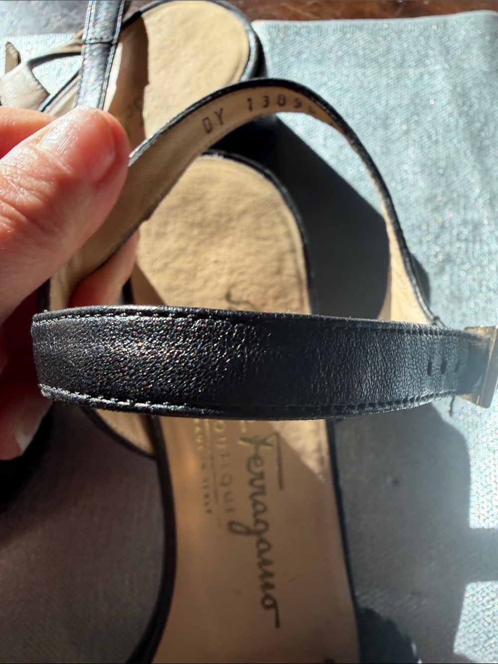 Salvatore Ferragamo ~Woven Strap Black Women's Sandals with Ankle Buckle Size6.5 - Picture 4 of 9